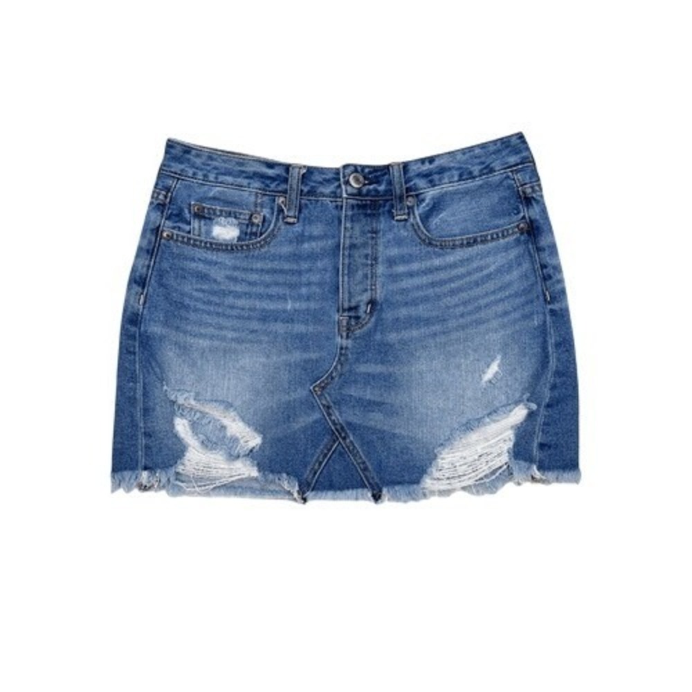 American Eagle Destructed Denim Jean Skirt Medium Wash Size 4